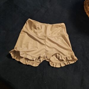 Women's Tan Ruffle Shorts